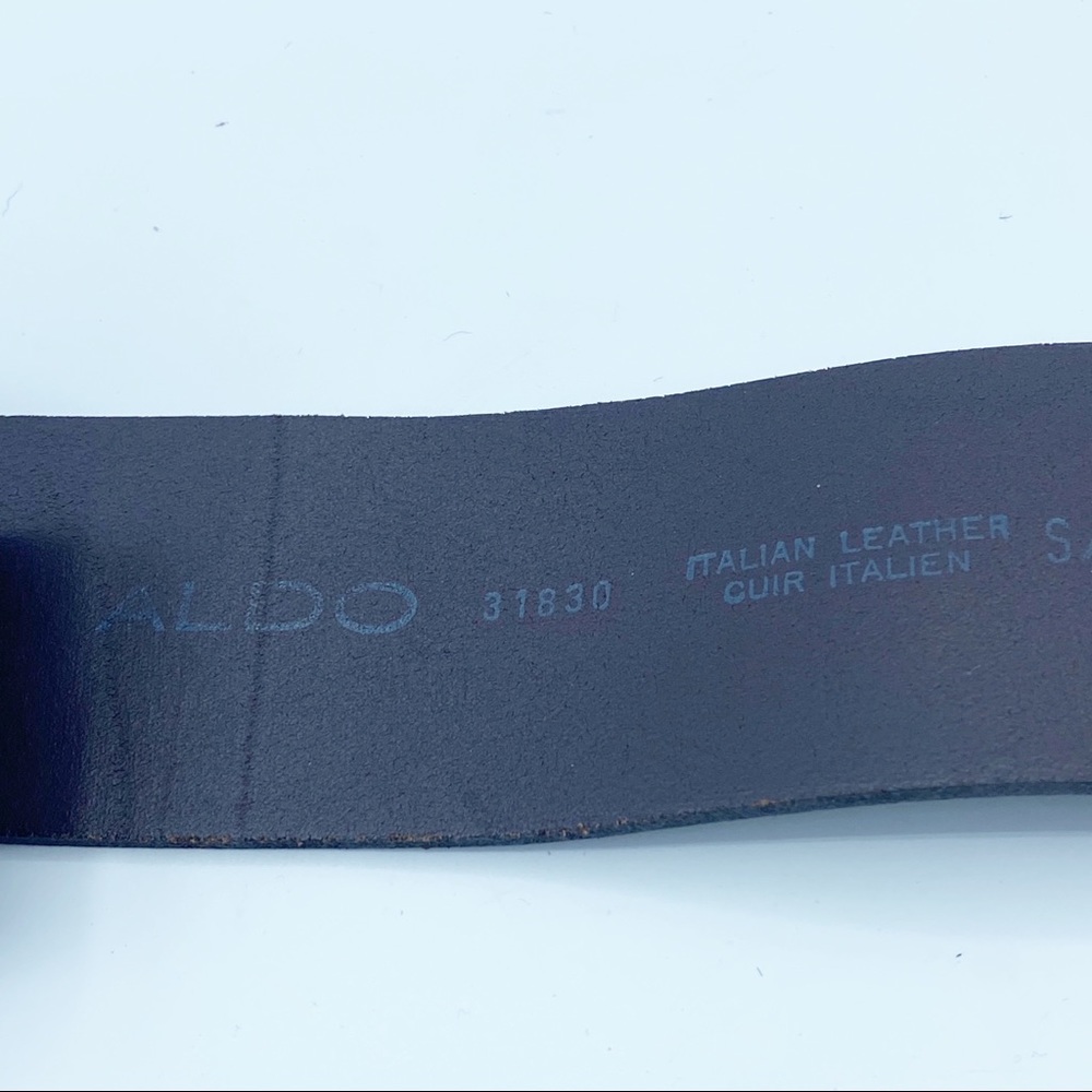 Aldo Wide Brown Italian Leather Belt, Size S - Picture 6 of 7